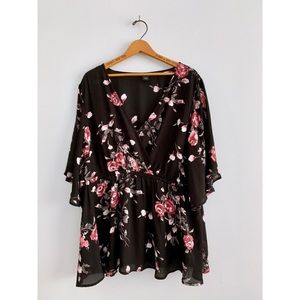 Torrid Sheer Floral Blouse